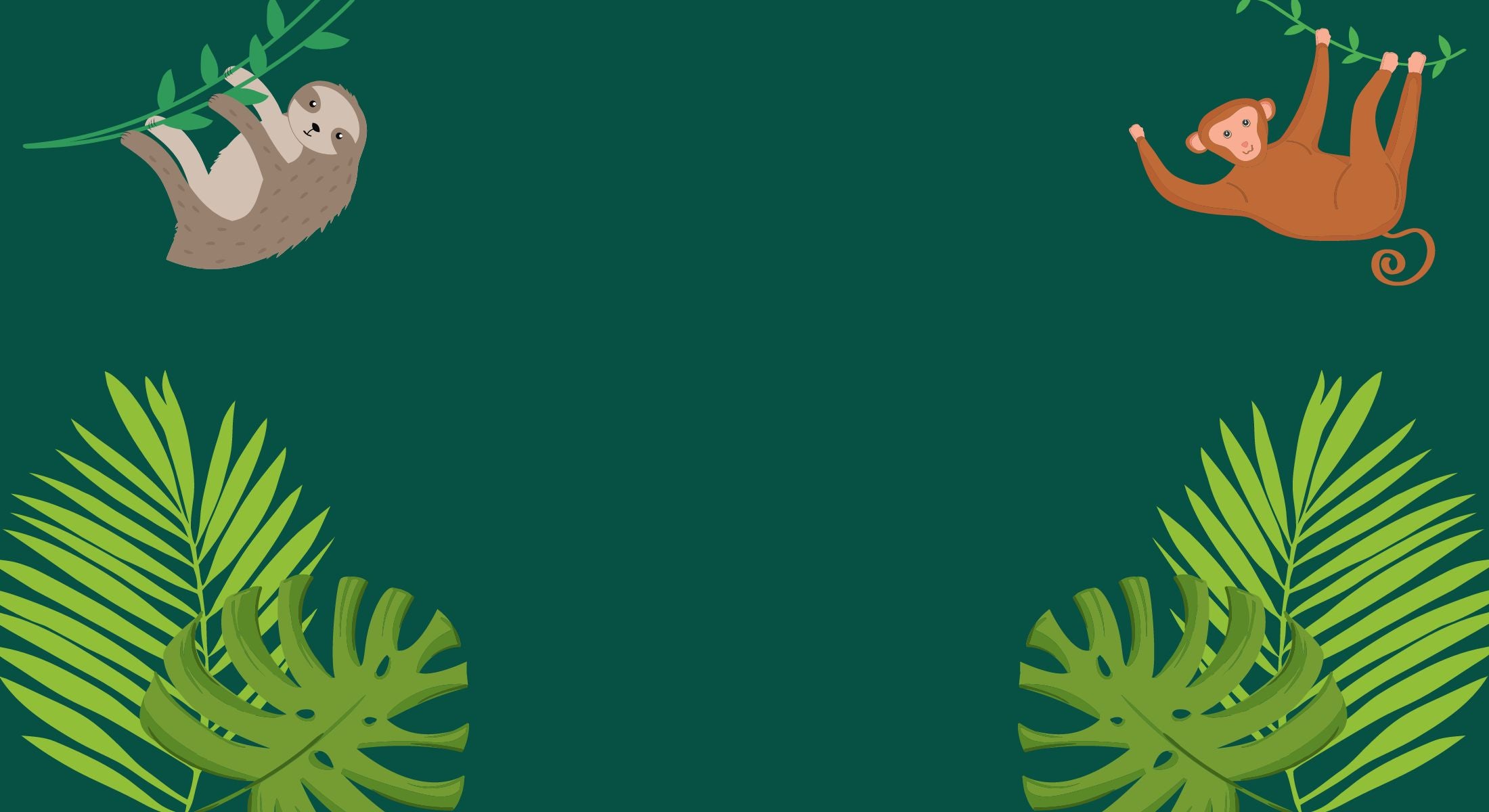 Banner mit Illustrationen eines Faultiers und eines Affen