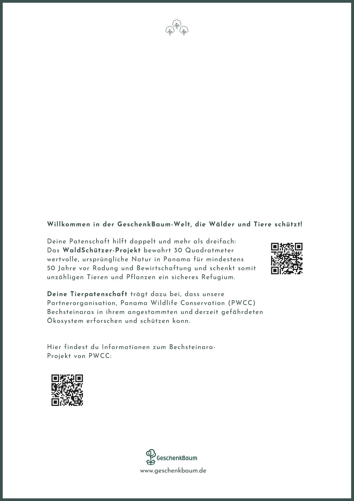 AraWald Zertifikat Rückseite