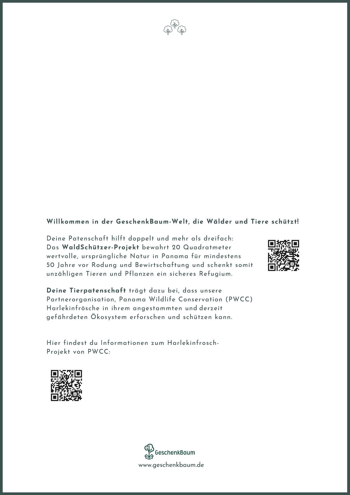FroschWald Zertifikat Rückseite