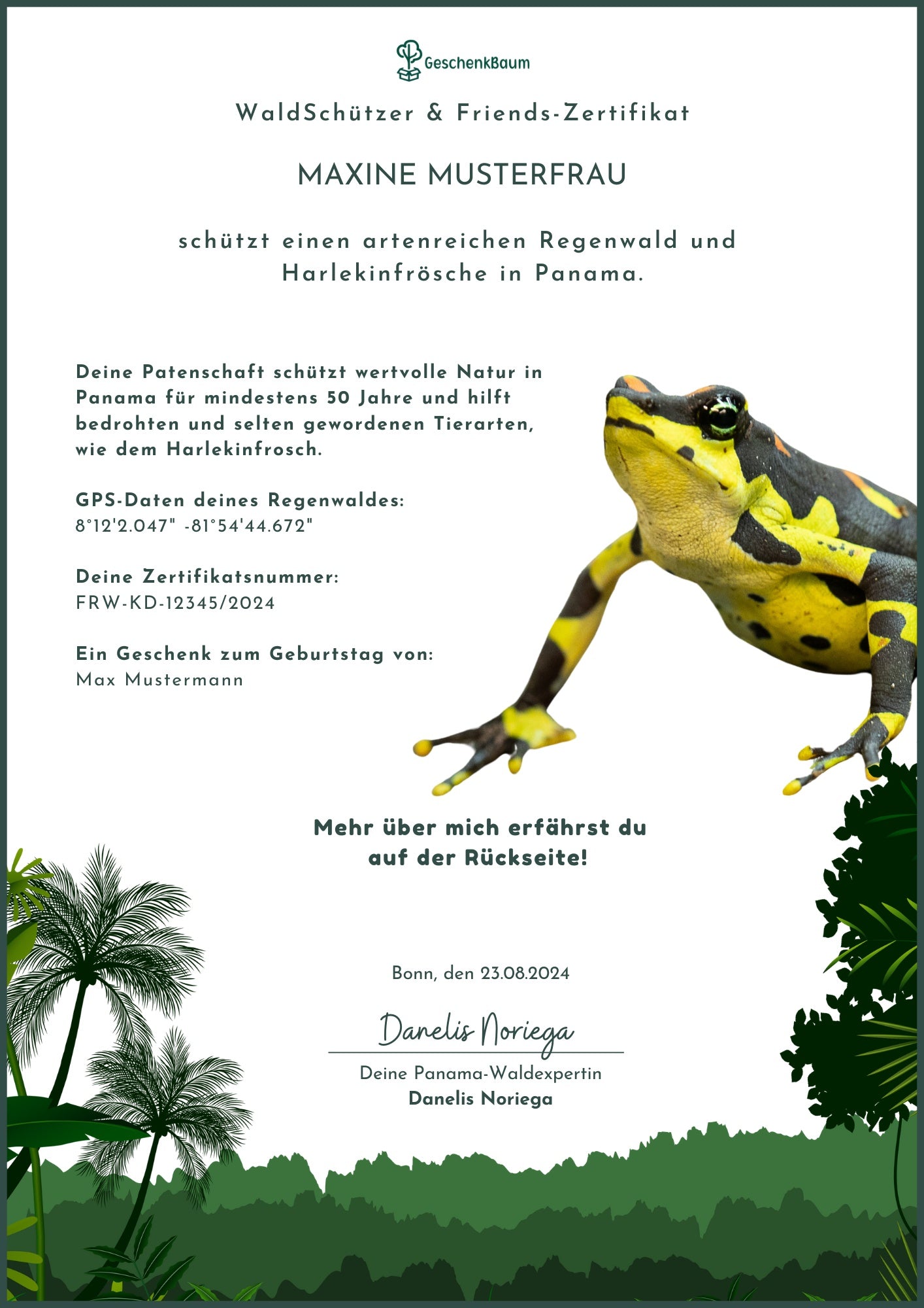 Musterzertifikat FroschWald