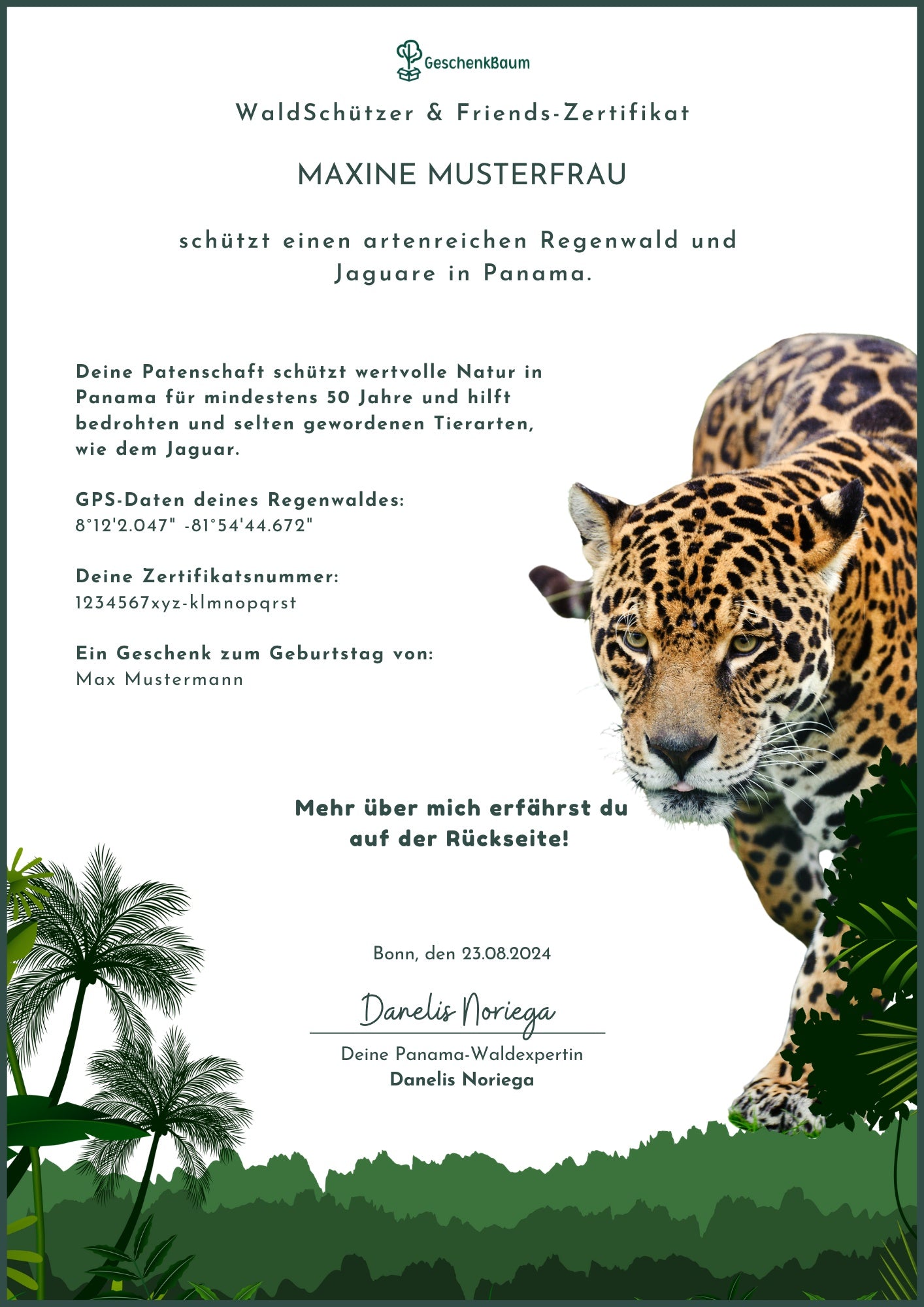 Musterzertifikat Jaguar