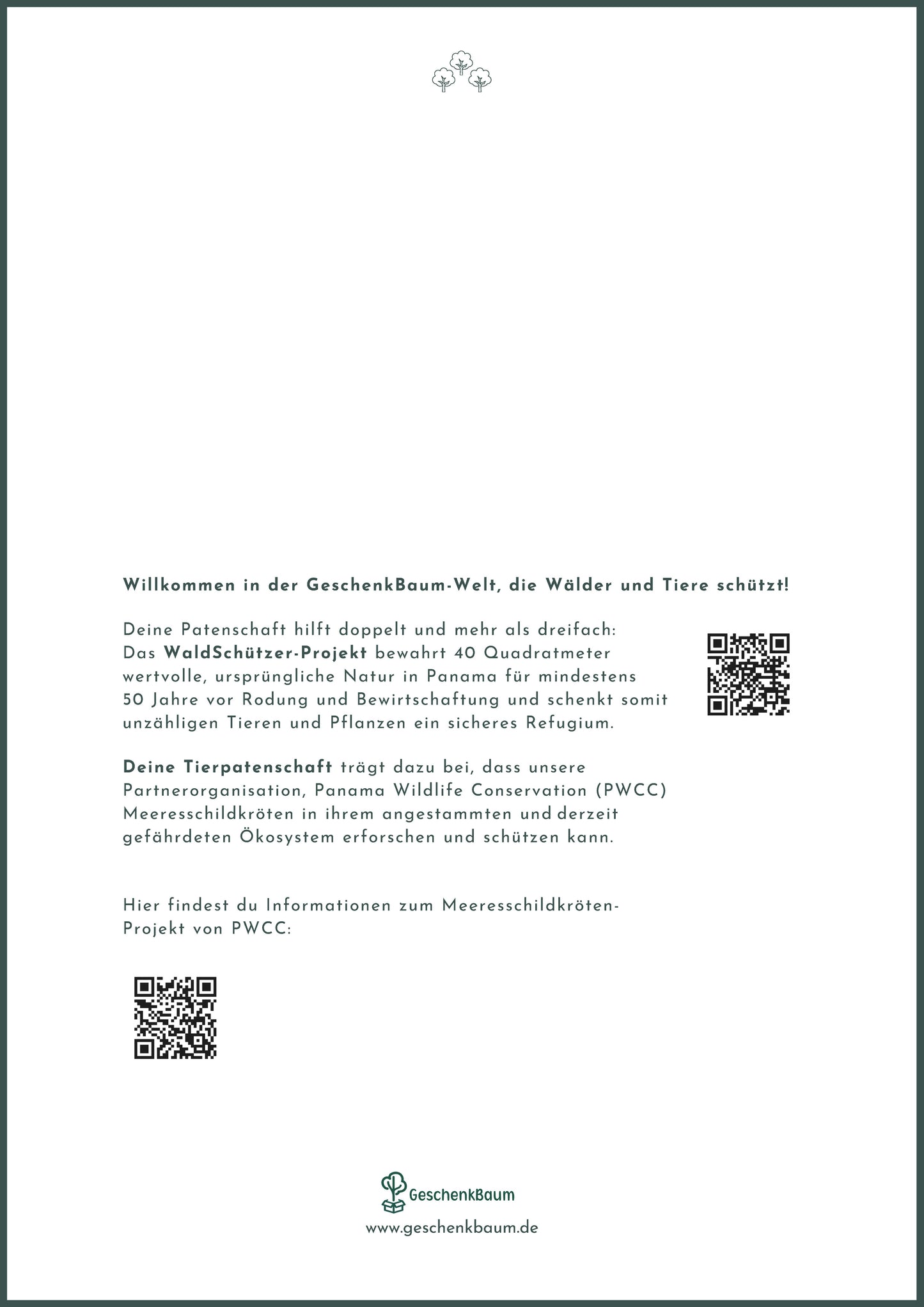SchildkrötenWald Zertifikat Rückseite